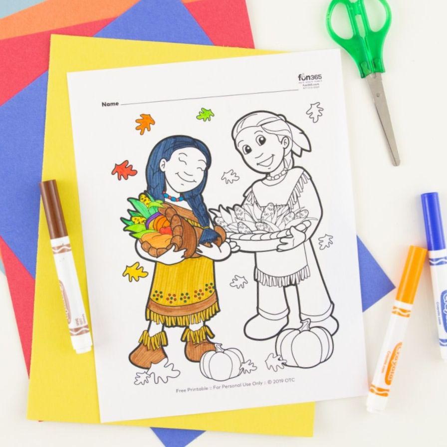American Indian Coloring Page Free Printable | Fun365